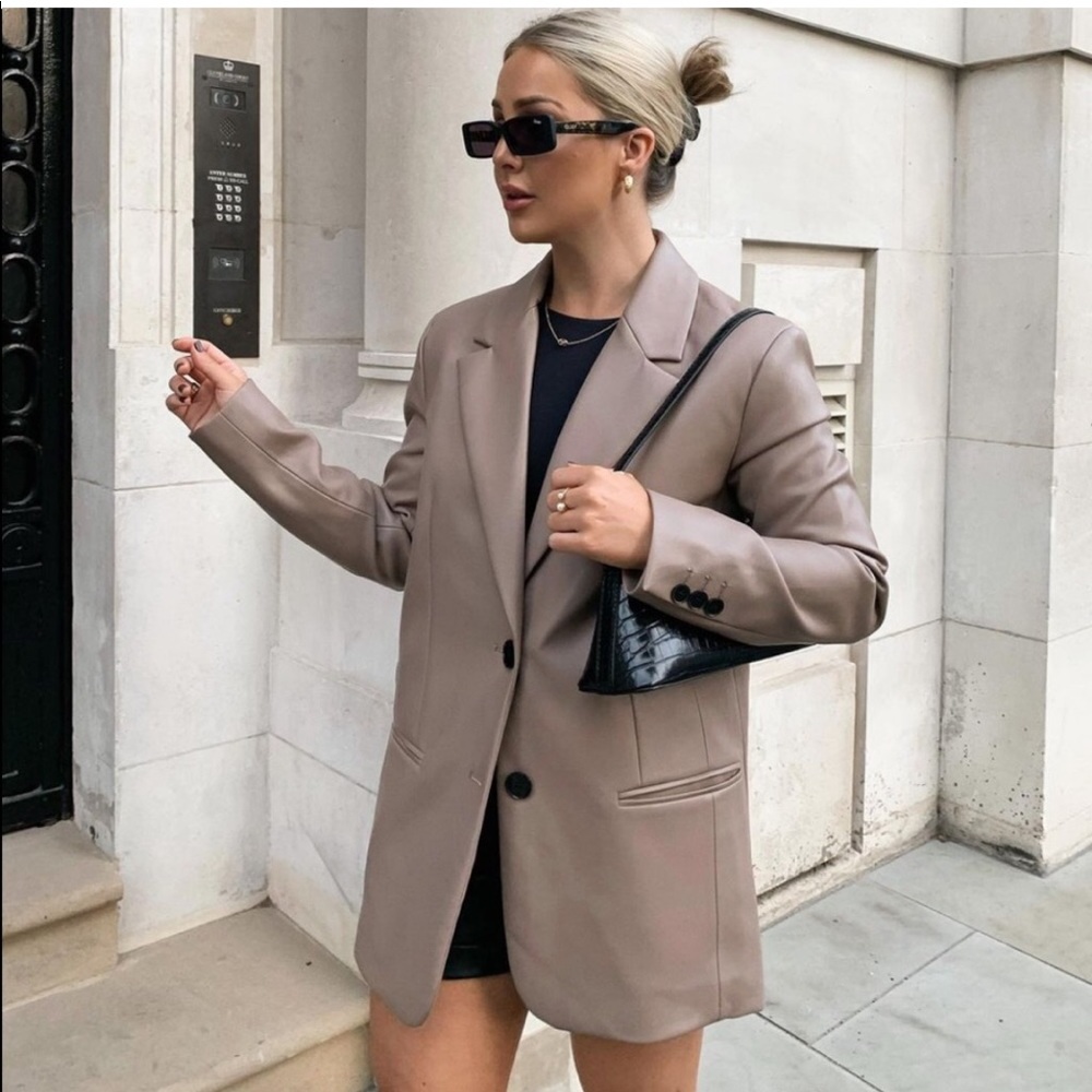 Zara Faux Leather Blazer Jacket